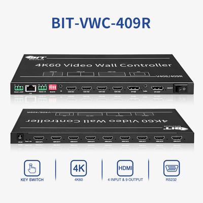 4 イン 9 アウト ビデオ ウォール コントローラー 12W 4K ビデオ ウォール プロセッサ BIT-VWC-409R