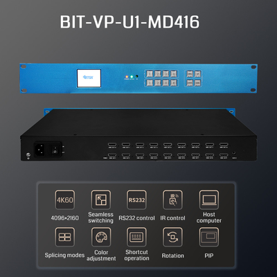 4K60ビデオプロセッサ 4インプット,マルチスクリーンディスプレイのための16出力 プロフェッショナル4Kビデオウォールプロセッサ 16チャネルHDMIビデオプロセッサ