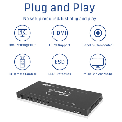ビットビサス 4K60 8 画像 マルチビューヤー HDMI/DP 赤外線 リモコン ビデオ スイッチ