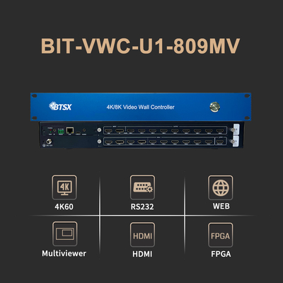 ビットビサス 4K60 8 in 9 アウトビデオウォールコントローラ Rs232 HDMI/DP ネットワーク Web コントロール 2x2 ビデオウォールマトリックスコントローラ